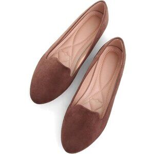 Women's Comfortable Round Toe Brown Flats Fashion Ballet Dressy Loafers Shoes